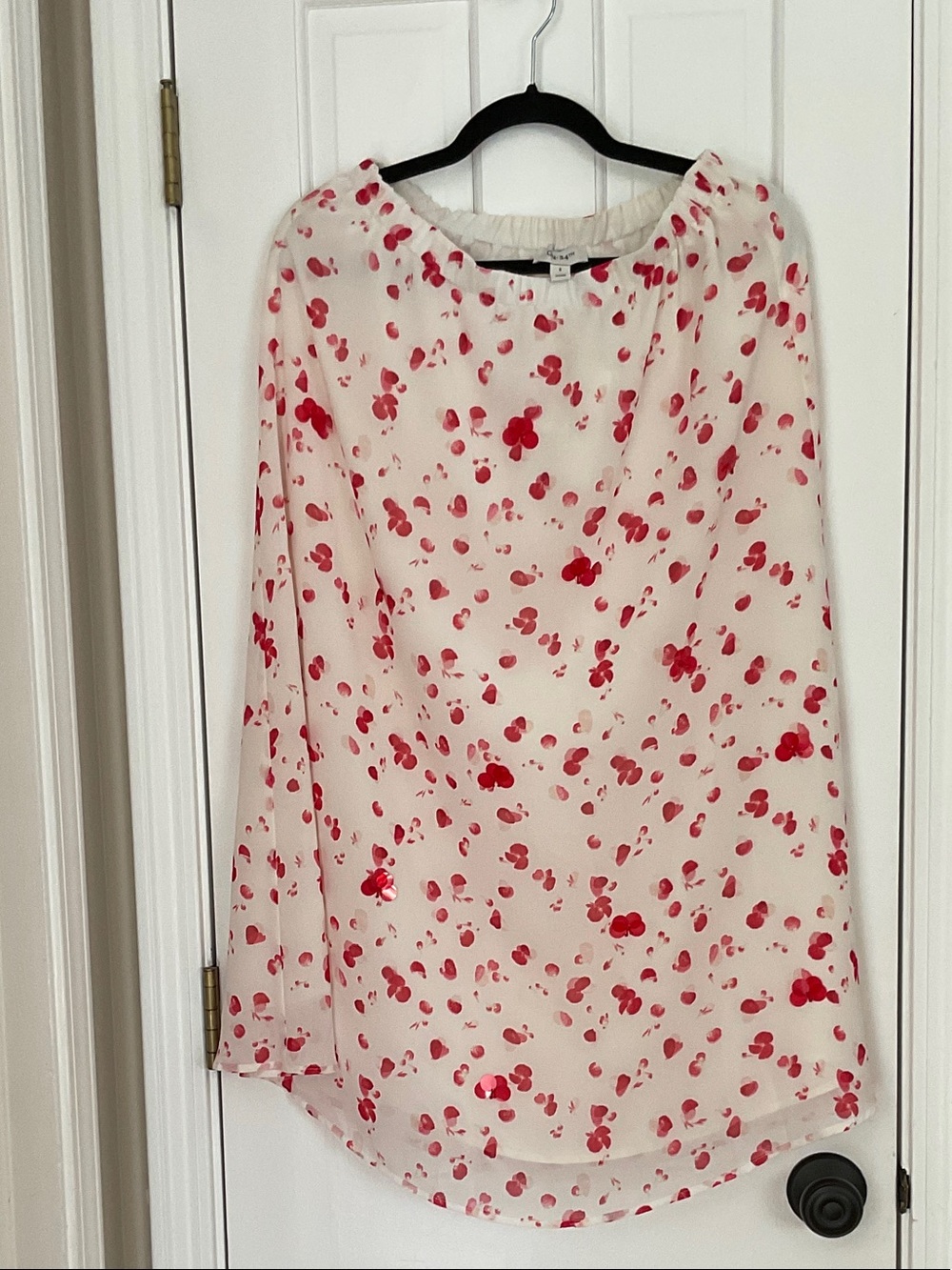 Cream skirt with Red Floral Print